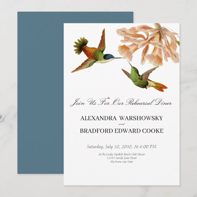 Elegant Wedding Hummingbird Blush Pink Lily (Vorne/Hinten)