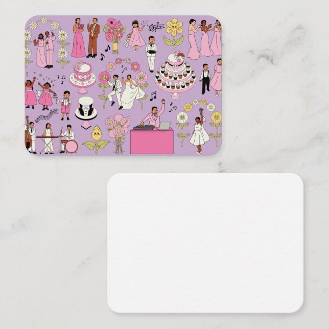 Elegant Wedding Illustration Business Card – Pink  Visitenkarte (Vorne/Hinten)