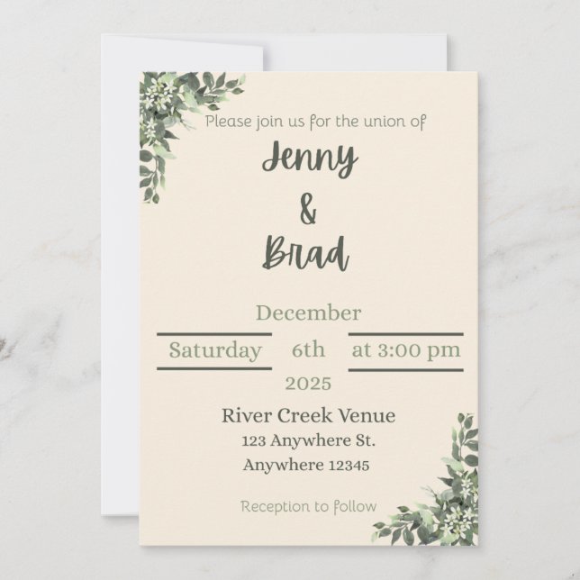 Elegant wedding invitation  (Devant)