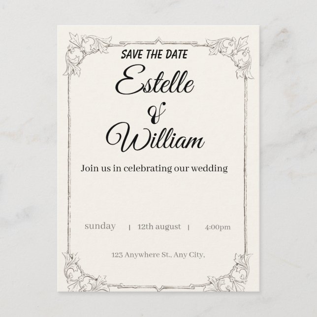 Elegant Wedding Invitation – A Modern Touch for Yo Postkarte (Vorderseite)