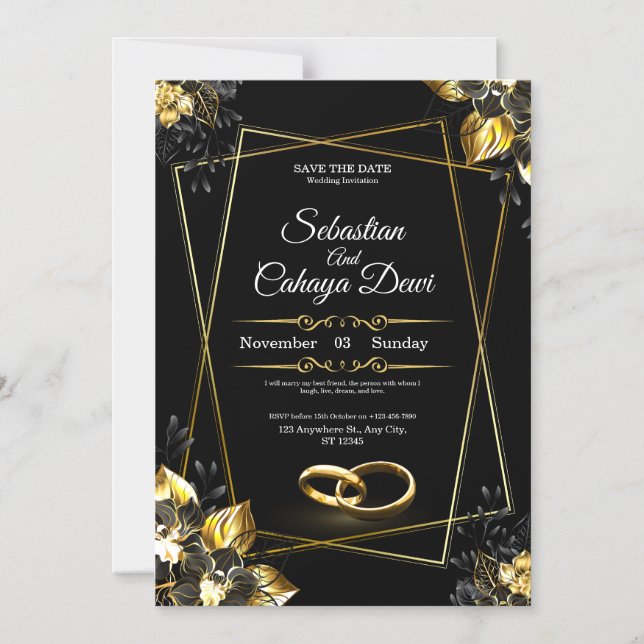 Elegant Wedding Invitation Card Magneteinladung (Vorderseite)