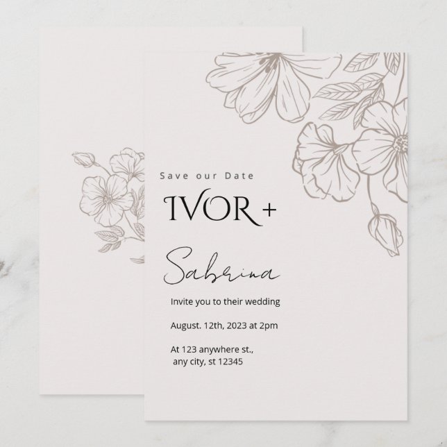 Elegant Wedding Invitation Card TemplateInvitation Einladung (Vorne/Hinten)
