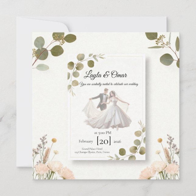 Elegant Wedding Invitation – Minimalist Romantic D (Devant)