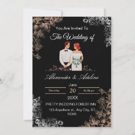 Elegant Wedding Invitation with Dark Floral  Einladung