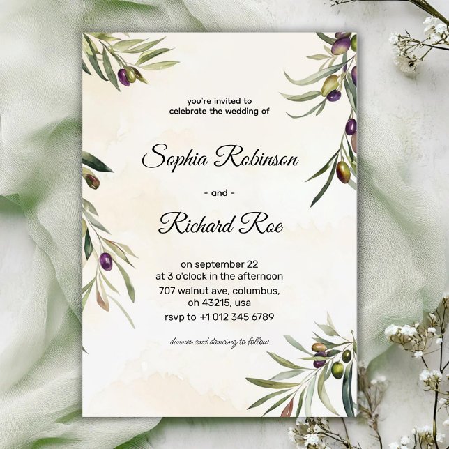 Elegant wedding invitation with floral olive einladung (Von Creator hochgeladen)