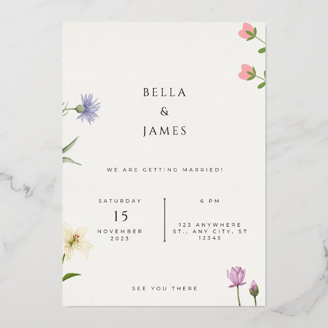 Elegant Wedding Invite | Vorlage bearbeiten (Vorderseite)