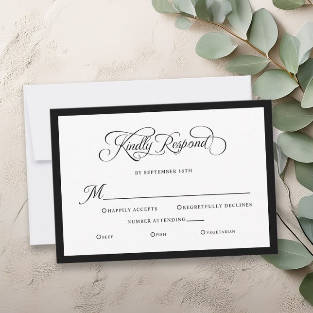 Elegant Wedding Kindly Respond Calligraphy RSVP Karte (Elegant Wedding Kindly Respond Calligraphy RSVP Card)