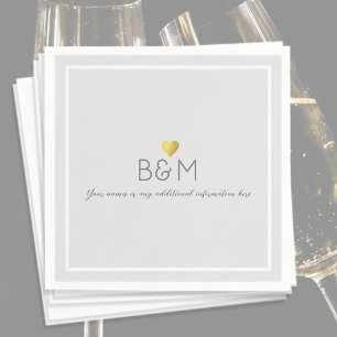 Elegant Wedding Liebe Monogram Gray Serviette