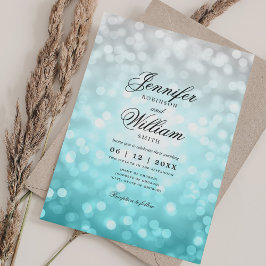 Elegant Wedding Lights Beach Ombre QR UAWG Einladung
