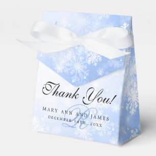 Elegant Wedding Monogram Blue Winter Wonderland Geschenkschachtel