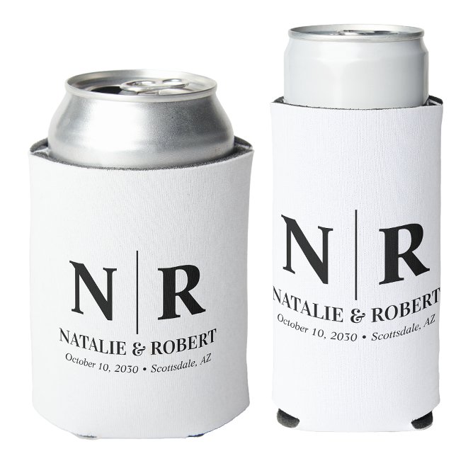 Elegant Wedding Monogram Bride Groom Initials Dosenkühler (Von Creator hochgeladen)