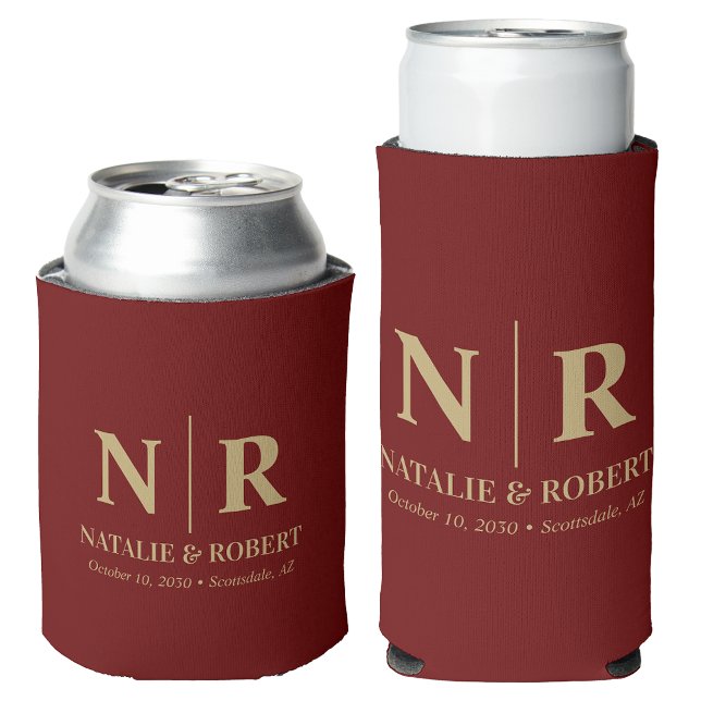 Elegant Wedding Monogram Bride Groom Initials Dosenkühler (Von Creator hochgeladen)