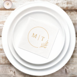 Elegant Wedding Monogram Greenerity Blätter Servietten Mit Folie