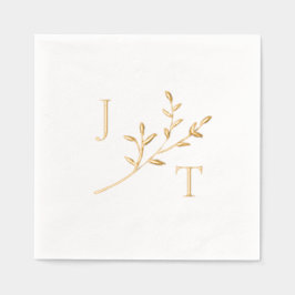 Elegant Wedding Monogram Greenerity Blätter Servietten Mit Folie