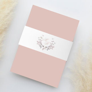 Elegant Wedding Monogram Laurel Leaf Einladungsbanderole