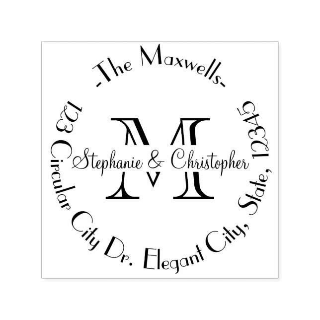 Elegant Wedding Monogram Letter Address Briefmarke Permastempel (Design)