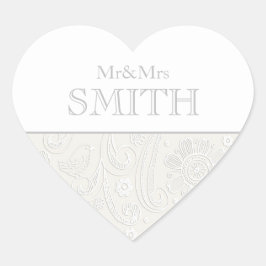Elegant Wedding Mr. & Mrs. Personalisiert Heart Na Herz-Aufkleber