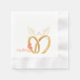 Elegant Wedding Napkin mit Rings and Doves - "Mr. Serviette