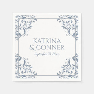 Elegant Wedding Napkins   Nadine (Dusty Blue) 2 Serviette