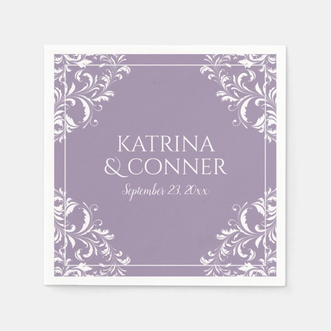 Elegant Wedding Napkins | Nadine (Lavendel) Serviette (Vorderseite)