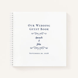 Elegant Wedding Navy Blue Chic Budget Gästebuch Notizbuch