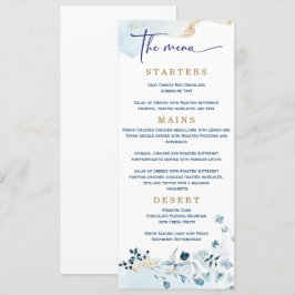 Elegant Wedding Navy Blue und Gold Menükarte