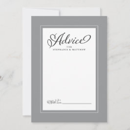 Elegant Wedding Newlywed Wish Gray Border Hinweiskarte
