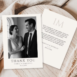 Elegant Wedding Photo Card With Message Dankeskarte