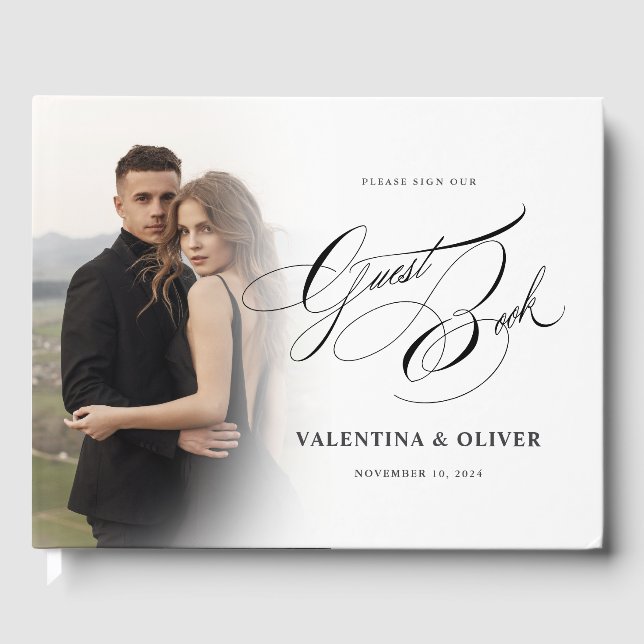 Elegant Wedding Photo Display Guest Book Gästebuch (Vorderseite)