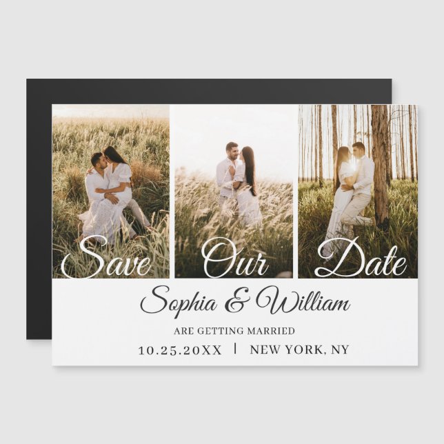 Elegant Wedding PHOTO Save the Date Magnetic Card Magnetkarte (Vorne/Hinten)