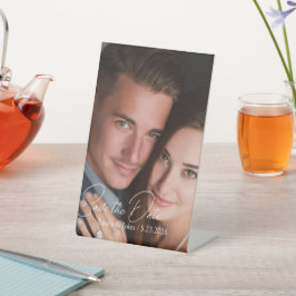 Elegant Wedding Photo Save The Date Pedestal Sign Sockelschild