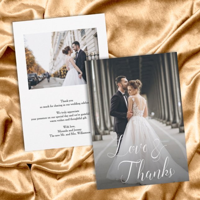 Elegant Wedding Photo Thank You Card Dankeskarte (Von Creator hochgeladen)