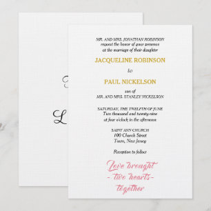 Elegant Wedding Pink Gold Zwei Herzen Einladung