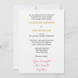 Elegant Wedding Pink Gold Zwei Herzen Einladung