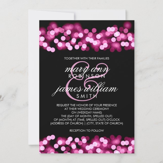 Elegant Wedding Pink Hollywood Glam Einladung (Vorderseite)