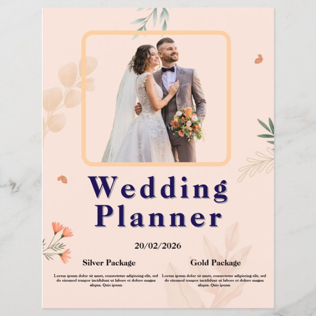Elegant Wedding Planner Flyer | Modern Floral Desi (Vorne)