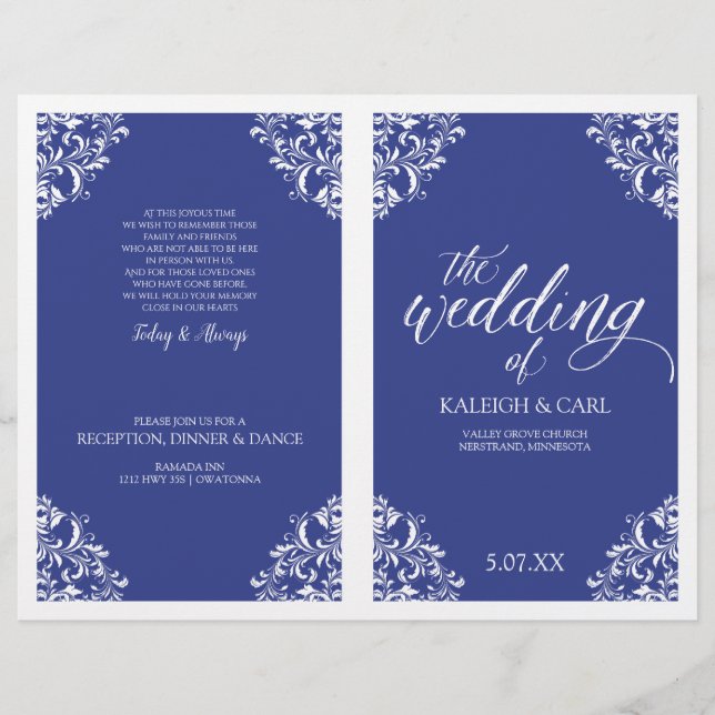 Elegant Wedding Programs - Nadine (Royal Blue) (Vorderseite)