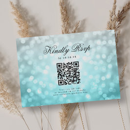 Elegant Wedding QR UAWG Bokeh Lights Beach Ombre RSVP Karte