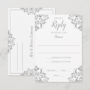 Elegant Wedding Response Card - Nadine (grau) Einladung