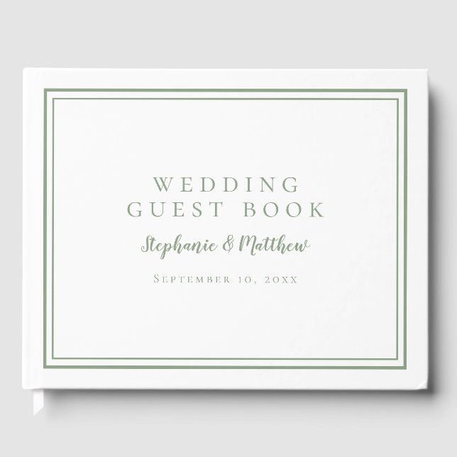 Elegant Wedding Sage Green Gästebuch (Vorderseite)
