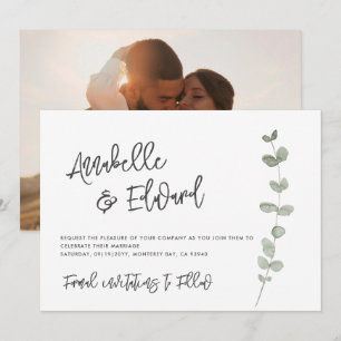 Elegant Wedding Save the Date eucalyptus Foto Einladung