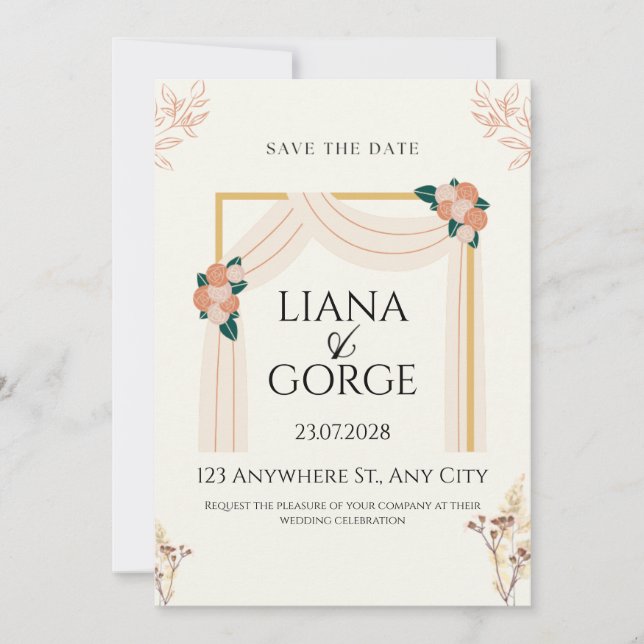 Elegant  Wedding SAVE THE DATE Invitation Card | (Devant)