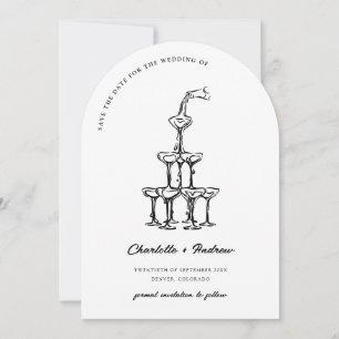 Elegant Wedding Save the Date Martini Tower Arch Einladung