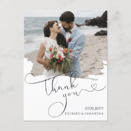 Elegant Wedding Script Thank You Photo Postkarte