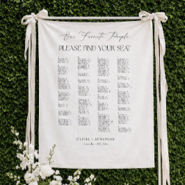 Elegant Wedding Seating Chart Alphabetical Fabric Wandteppich