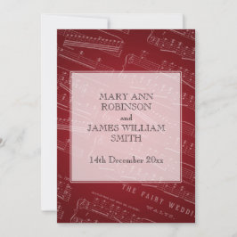Elegant Wedding Sheet Music Red Einladung