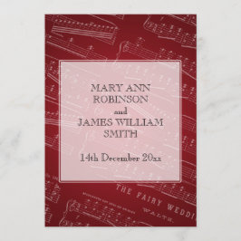 Elegant Wedding Sheet Music Red Einladung