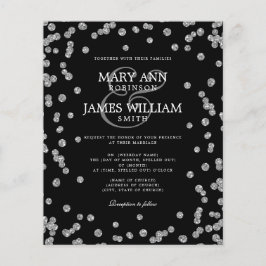 Elegant Wedding Silver Glitzer Confetti Black