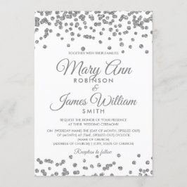 Elegant Wedding Silver Imitats Glitzer Confetti Einladung