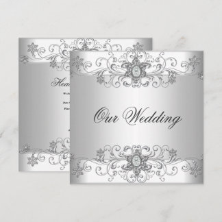 Elegant Wedding Silver White Diamond Jewel Einladung